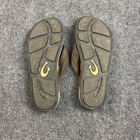 OLUKAI Men’s Brown Leather Ikoi Sandals Flip Flops size: 11 - Picture 5 of 7